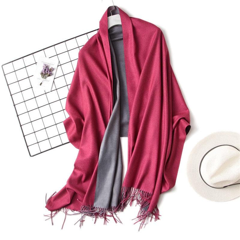 Écharpe d'hiver unie douce en cachemire léger, châle en cachemire, écharpe légère, châle, hijab, châle, écharpe élégante, couverture, bandana à pompons pour femme