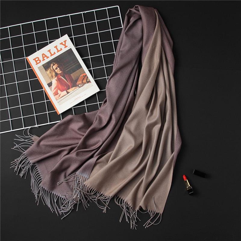 Écharpe d'hiver unie douce en cachemire léger, châle en cachemire, écharpe légère, châle, hijab, châle, écharpe élégante, couverture, bandana à pompons pour femme