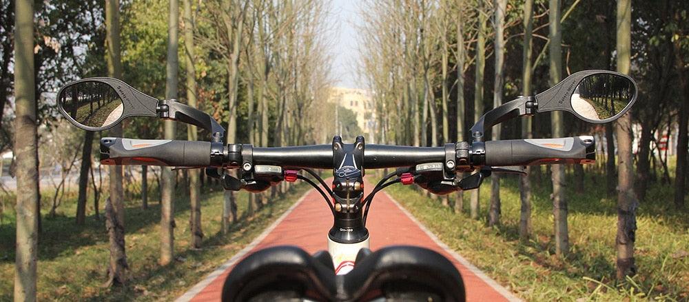 Rétroviseur de vélo en acier inoxydable, rétroviseur latéral de guidon, rétroviseur de sécurité pour vélo de route, rétroviseur de vélo réglable et résistant aux chocs avec grande lentille, miroirs de vélo pour guidon