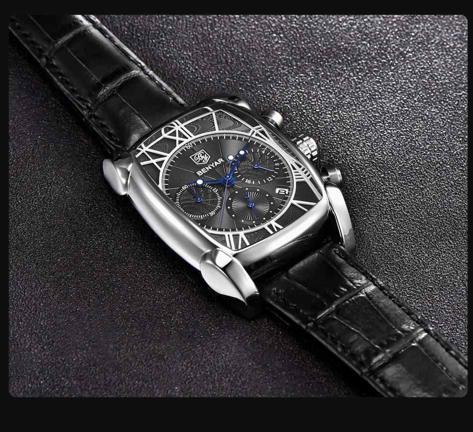 Montre-bracelet analogique pour homme, étanche, design vintage, étui rectangulaire classique, bracelet en cuir, montre de luxe, style professionnel décontracté