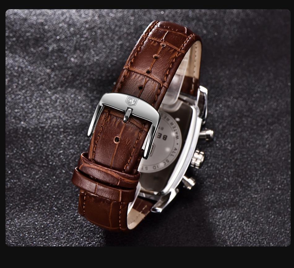 Montre-bracelet analogique pour homme, étanche, design vintage, étui rectangulaire classique, bracelet en cuir, montre de luxe, style professionnel décontracté