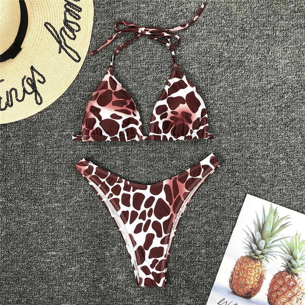 Nouvel Ensemble Bikini pour Femme 3 Pièces Nœud Avant Épaules Dénudées Cache-Maillot avec Ensembles Bikini Dos Nu Maillot de Bain Femme Maillot de Bain Femme Ensemble Bikini Trois Pièces Maillot de Bain Dos Nu Maillot de Bain Plage Femme