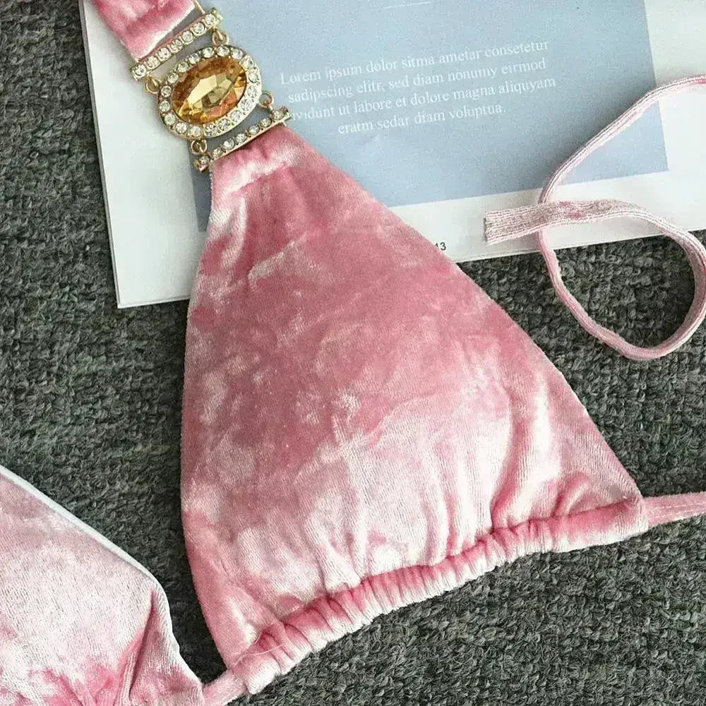 Maillots de bain sexy d'été pour femmes, ensembles bikini, velours, push-up
