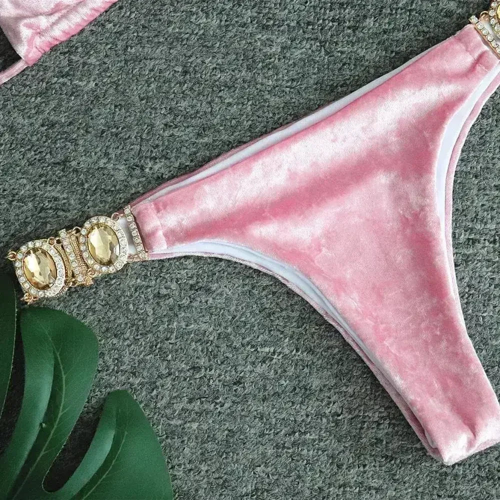 Maillots de bain sexy d'été pour femmes, ensembles bikini, velours, push-up