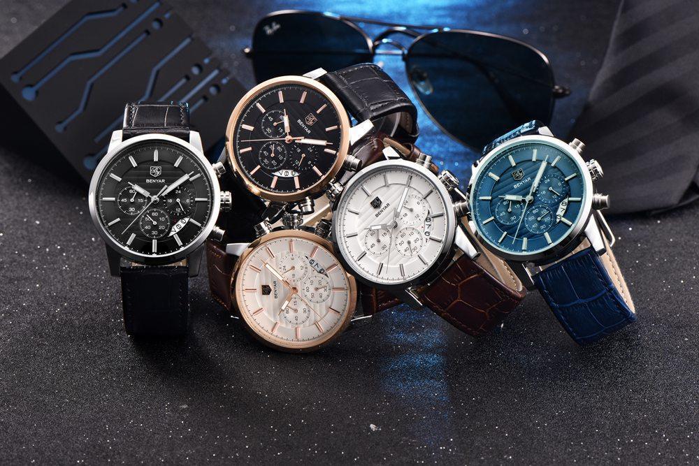 Montre Homme Luxe Sport Acier Design Affaires Bracelet Cuir Montre-bracelet Militaire Quartz