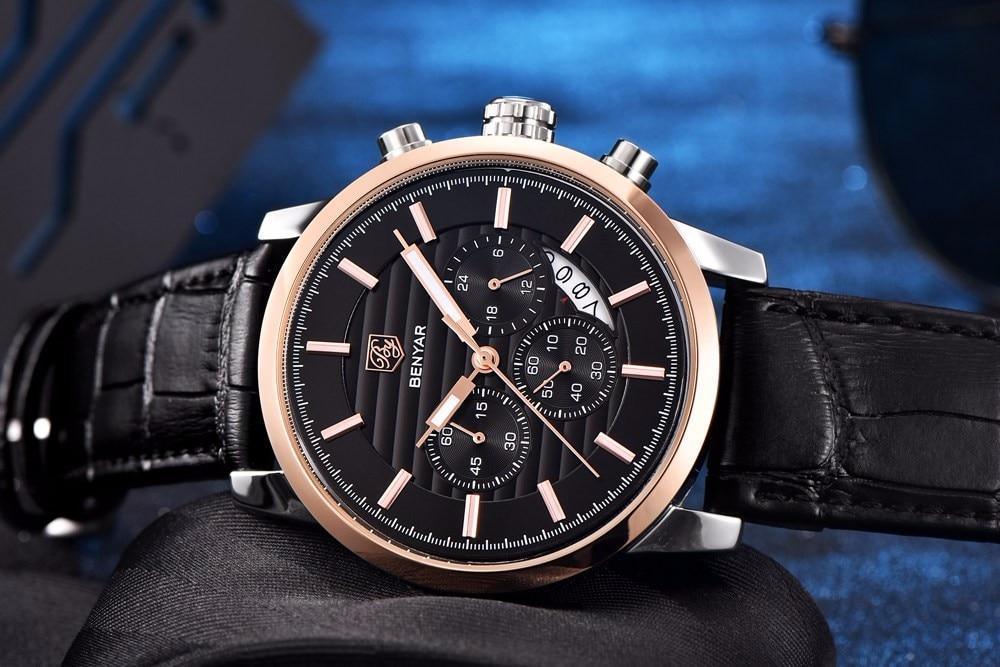 Montre Homme Luxe Sport Acier Design Affaires Bracelet Cuir Montre-bracelet Militaire Quartz