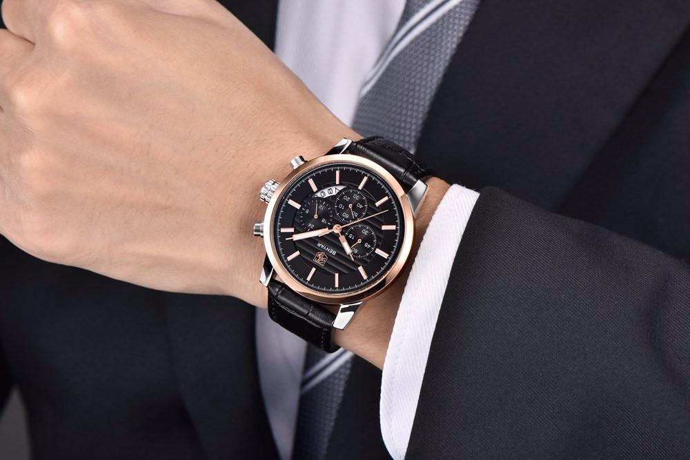 Montre Homme Luxe Sport Acier Design Affaires Bracelet Cuir Montre-bracelet Militaire Quartz