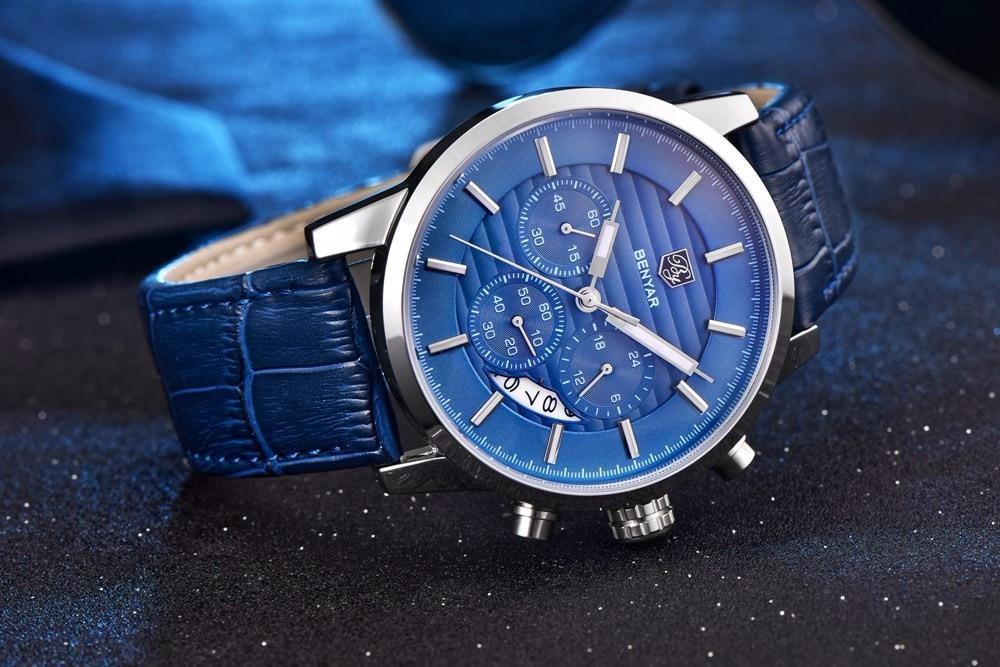 Montre Homme Luxe Sport Acier Design Affaires Bracelet Cuir Montre-bracelet Militaire Quartz