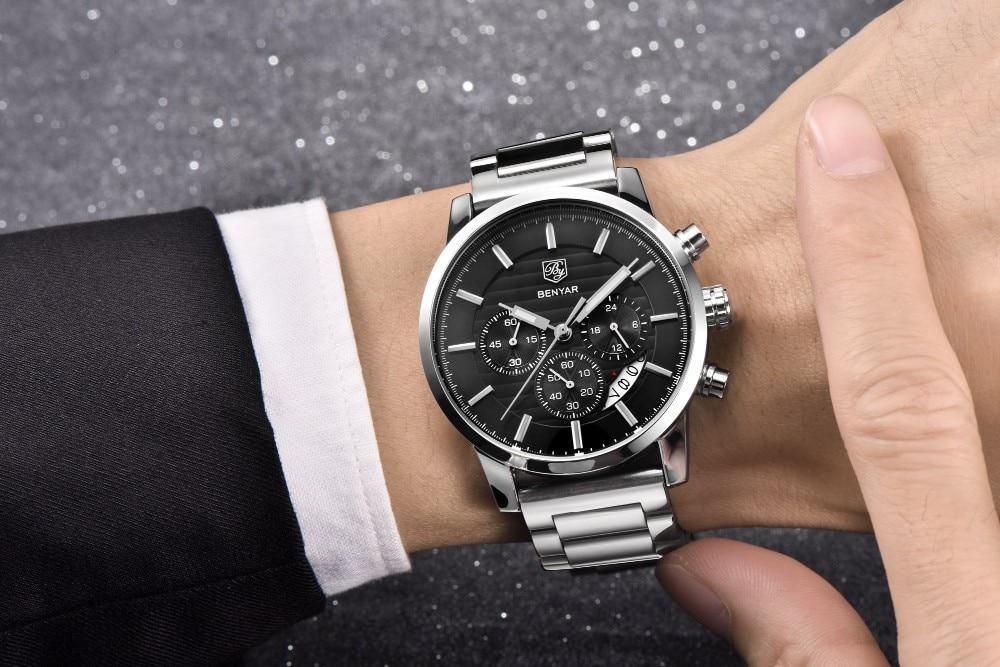 Montre Homme Luxe Sport Acier Design Affaires Bracelet Cuir Montre-bracelet Militaire Quartz