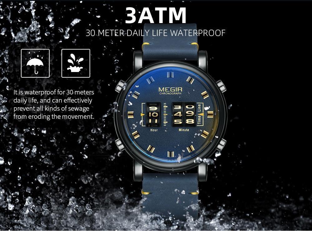 Nouvelles Montres Sport Militaires Luxe Bracelet en Cuir Marron Montre-Bracelet à Quartz Montre à Rouleau Élégante pour Hommes
