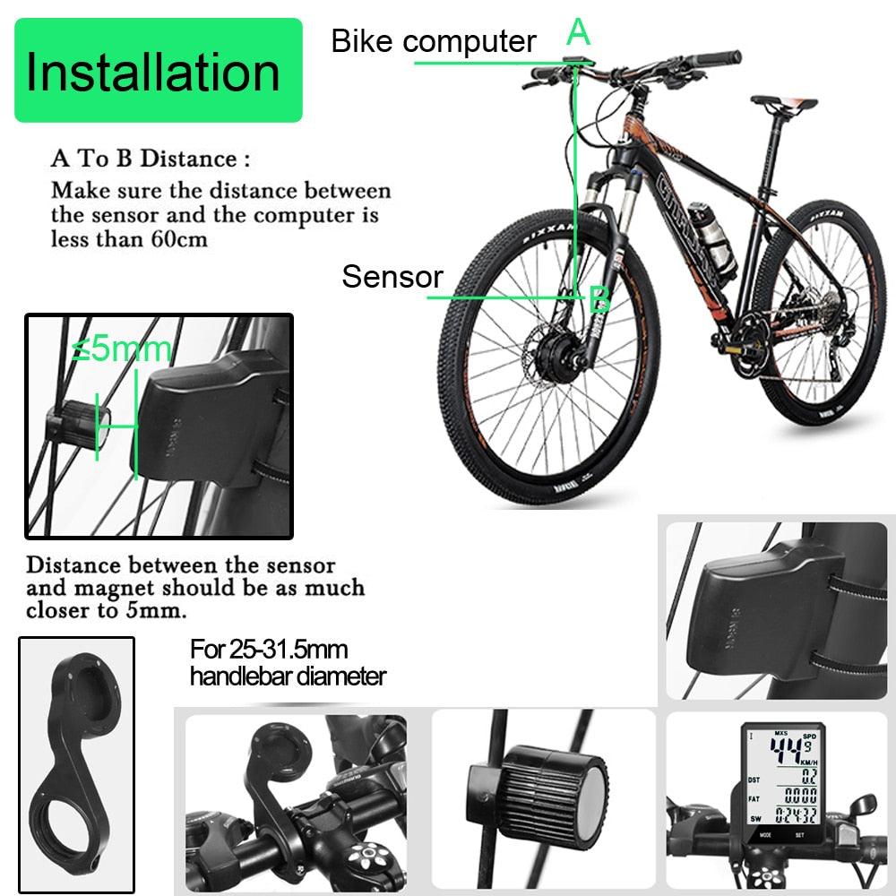 Compteur de vélo étanche sans fil et filaire Odomètre de cyclisme Compteur de vitesse de vélo avec écran LCD 20 fonctions et réveil automatique