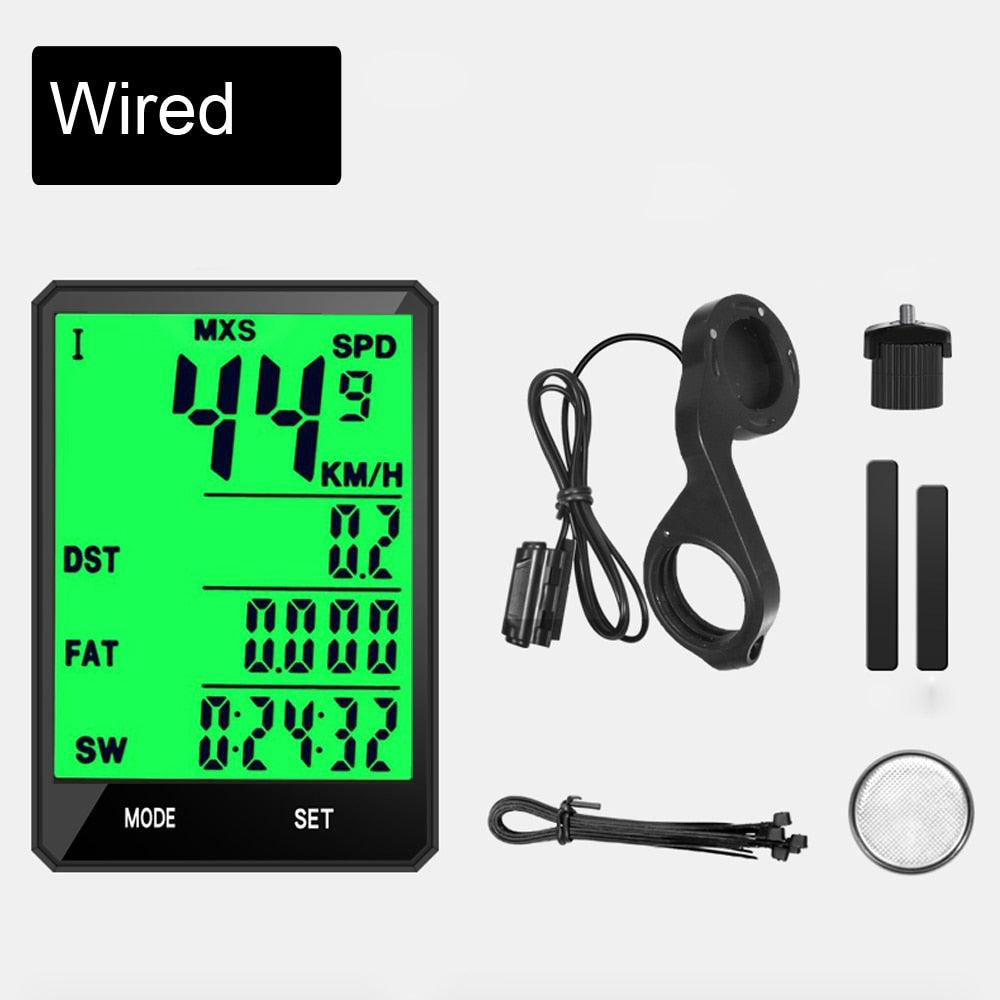 Compteur de vélo étanche sans fil et filaire Odomètre de cyclisme Compteur de vitesse de vélo avec écran LCD 20 fonctions et réveil automatique