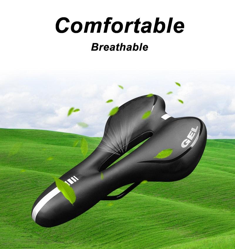 Siège de coussin en silicone respirant Surface en cuir PU Gel rempli de silice Selle de vélo confortable et antichoc Rembourrée Selle de vélo de route professionnelle étanche pour hommes