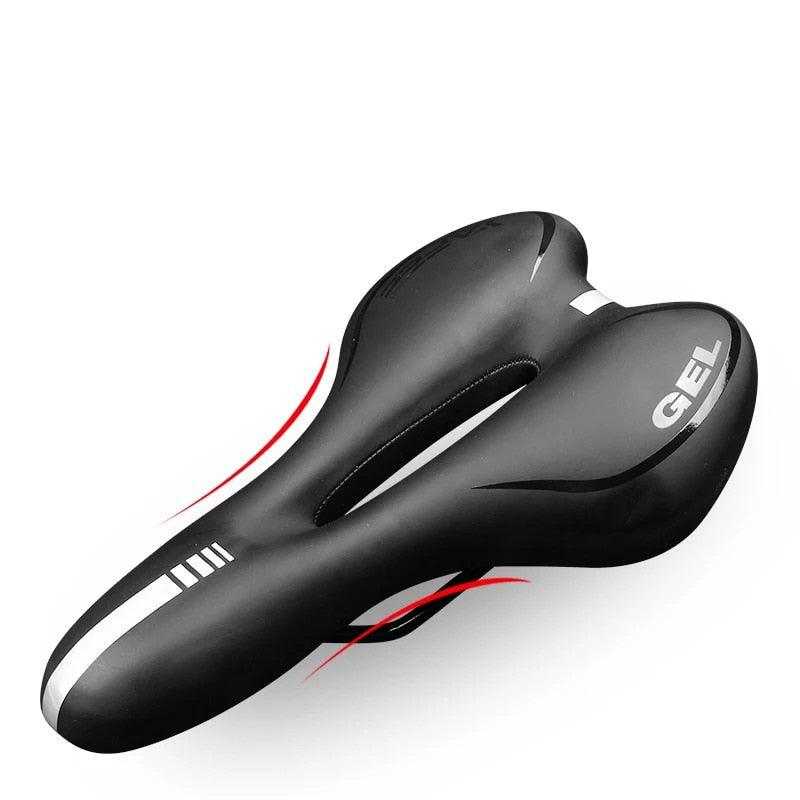 Siège de coussin en silicone respirant Surface en cuir PU Gel rempli de silice Selle de vélo confortable et antichoc Rembourrée Selle de vélo de route professionnelle étanche pour hommes
