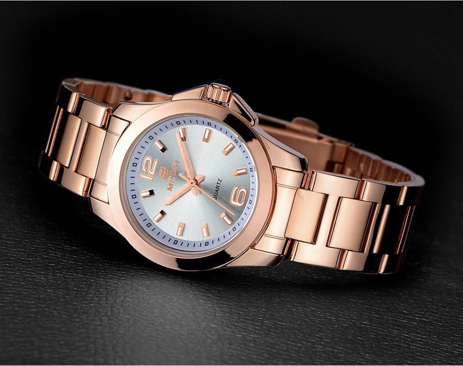 Montre-bracelet à Quartz classique analogique noire argentée pour femmes, étanche et élégante, en acier inoxydable