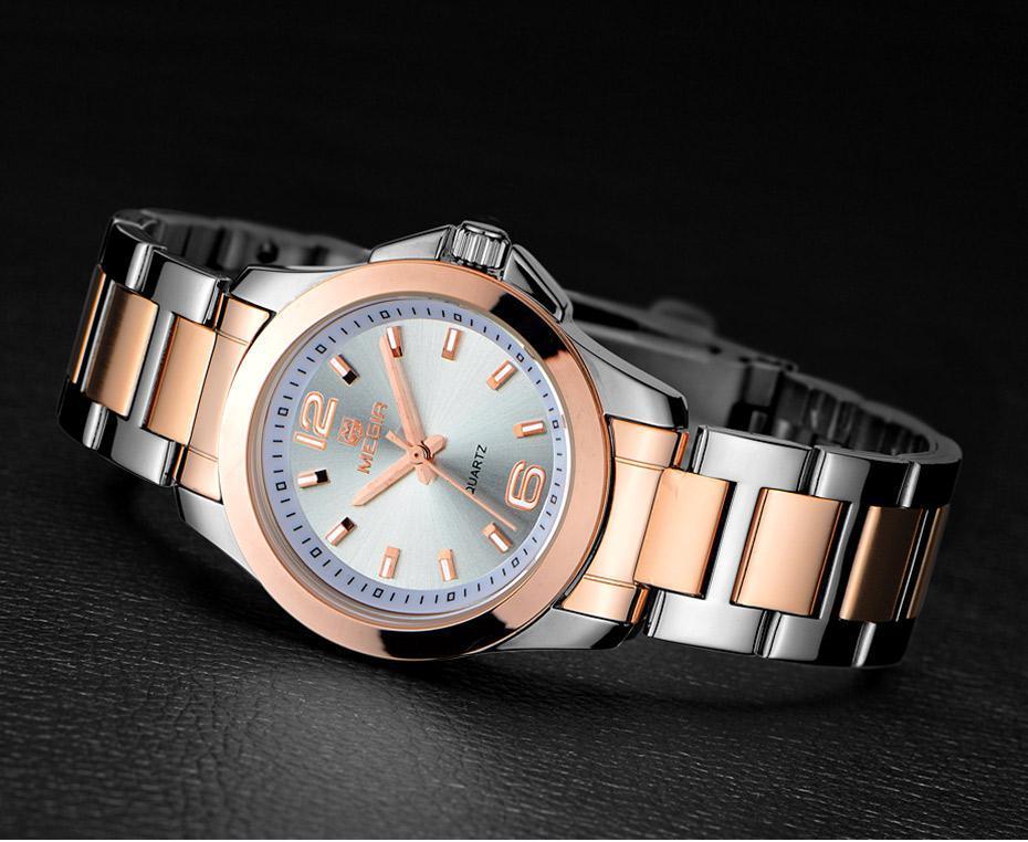 Montre-bracelet à Quartz classique analogique noire argentée pour femmes, étanche et élégante, en acier inoxydable