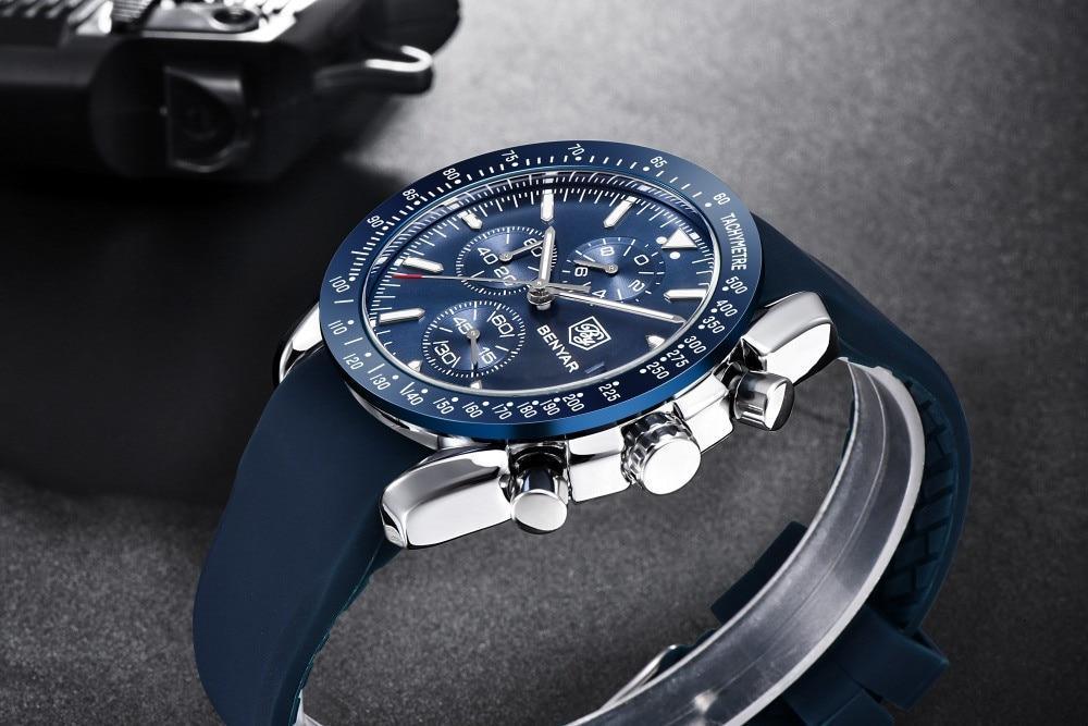 Nouvelle Montre Homme Argent Bleu Affaires Analogique Chronographe Acier Complet Luxe Décontracté Homme Étanche Sports Design Montres