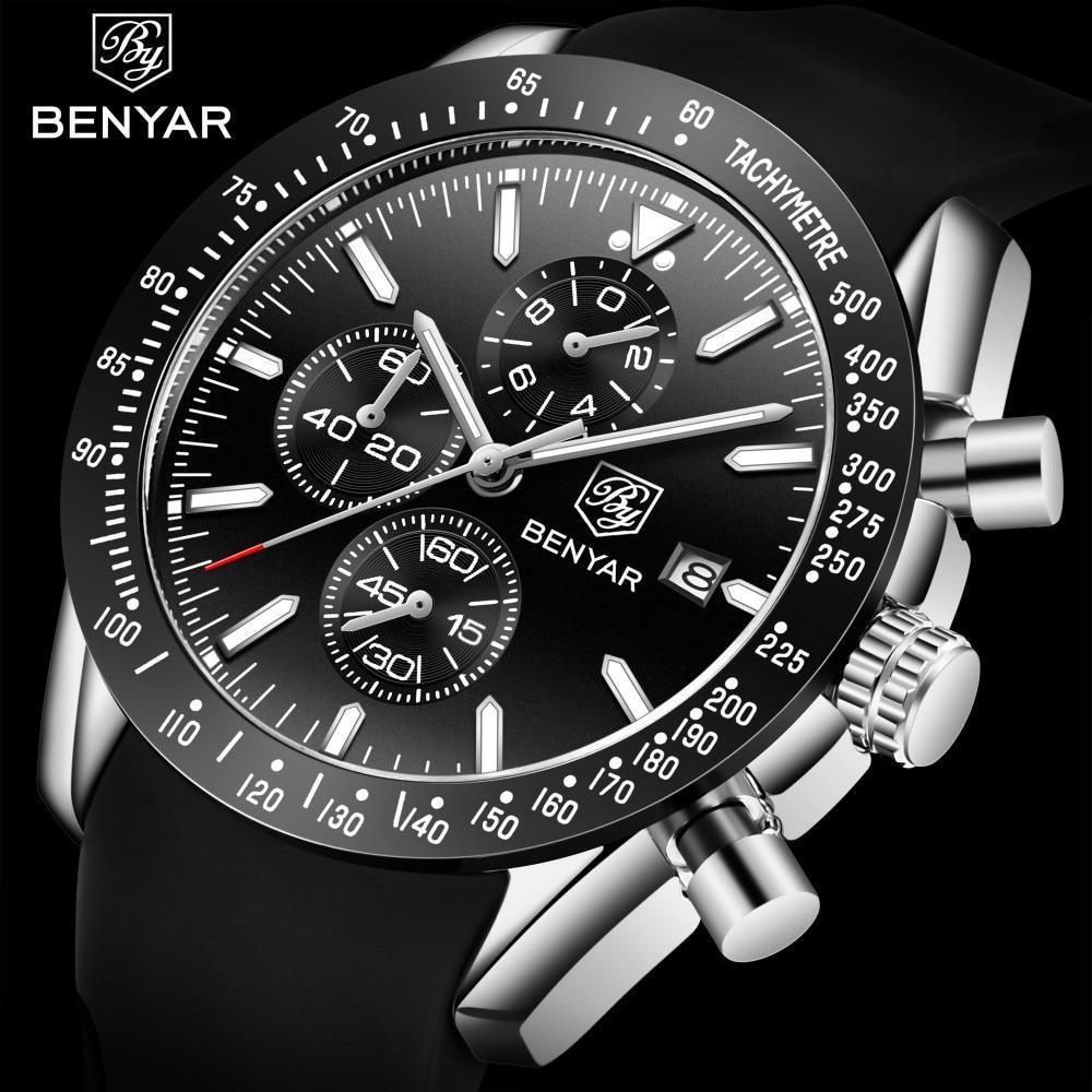 Nouvelle Montre Homme Argent Bleu Affaires Analogique Chronographe Acier Complet Luxe Décontracté Homme Étanche Sports Design Montres