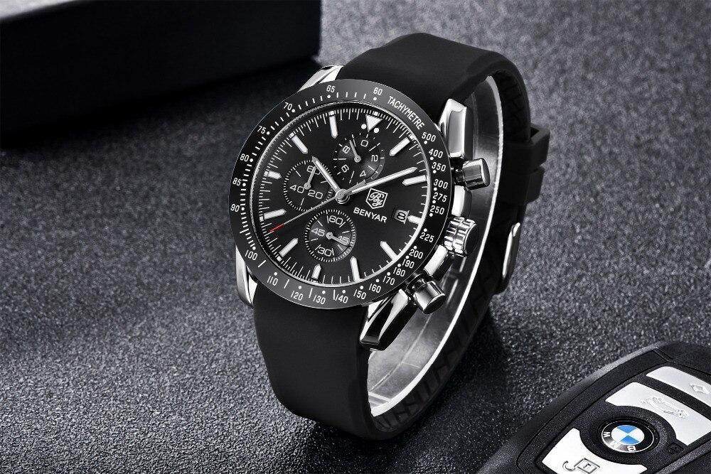 Nouvelle Montre Homme Argent Bleu Affaires Analogique Chronographe Acier Complet Luxe Décontracté Homme Étanche Sports Design Montres