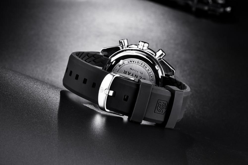 Nouvelle Montre Homme Argent Bleu Affaires Analogique Chronographe Acier Complet Luxe Décontracté Homme Étanche Sports Design Montres