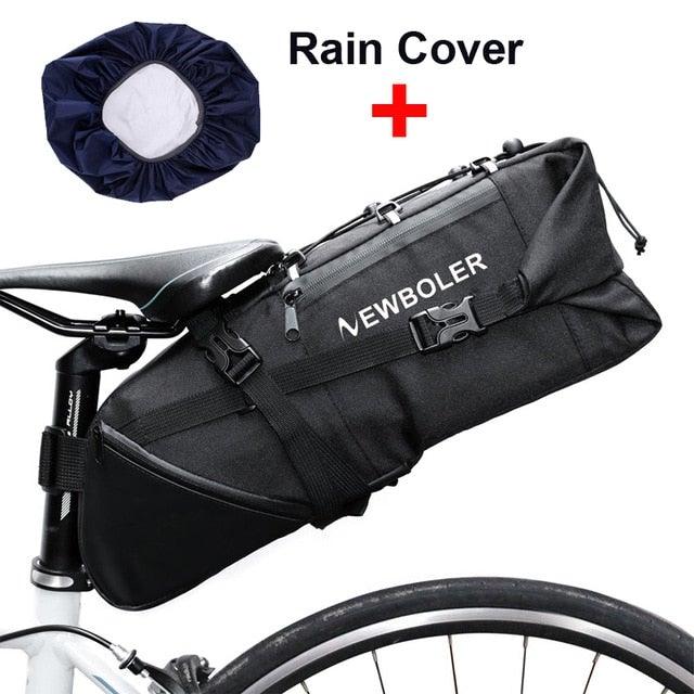 Sac de vélo noir Sacoche de vélo Sacoche de selle de vélo Cyclisme Accessoires de sacs Sacs de vélo étanches Grands sacs de vélo Sac de vélo entièrement étanche Sous la selle Sacoche arrière de vélo enroulable