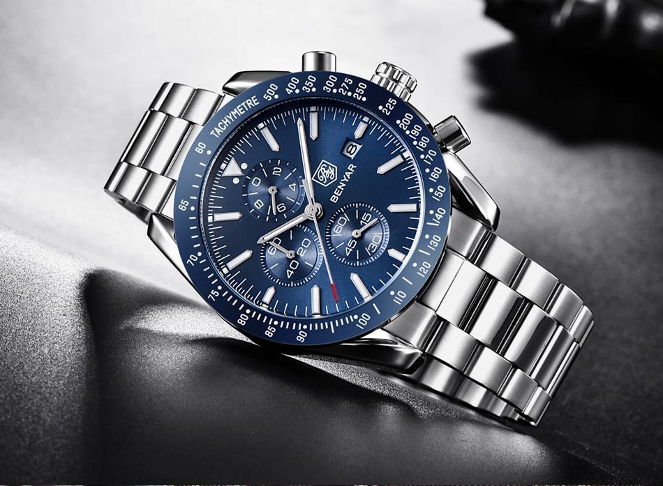 Montres décontractées pour hommes Chronographe Montres de sport modernes analogiques à quartz étanches Bracelets en caoutchouc Montres-bracelets professionnelles pour hommes