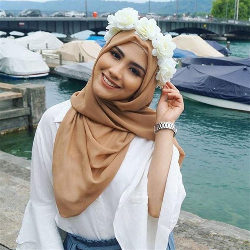 Écharpe de luxe en mousseline unie longue et douce, châle, foulard léger, foulard instantané prêt à porter, élégant foulard hijab, châle musulman, hijabs islamiques, foulard arabe pour femmes