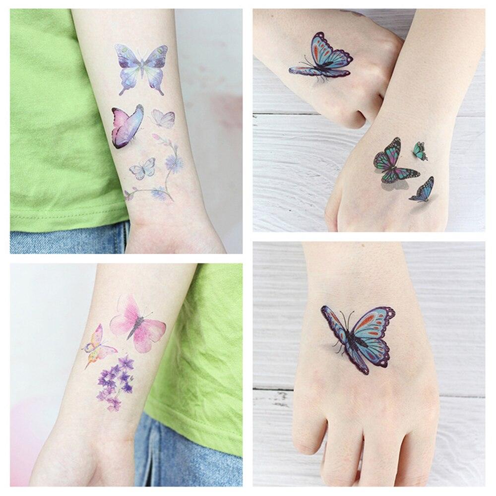 Autocollants Temporaires Imperméables Papillons Colorés 3D Tatouages Corporels Styles Variés Pour Femmes