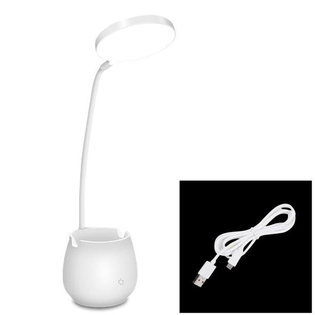Lampes de table LED flexibles avec USB tactile à intensité variable Lampe de bureau sur pied LED Lampe de lecture moderne et flexible avec porte-stylo Lampe de table décorative Jolies lampes d'étude pour la décoration de la chambre à coucher