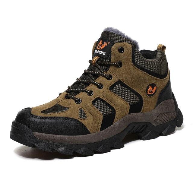 Bottes d'hiver en cuir pour hommes Fourrure Super chaudes Bottes de neige Hommes Chaussures de travail d'hiver décontractées Bottes en caoutchouc montantes Hiver Chaud Plein air Marche Lacets Antidérapantes Respirantes Bottines