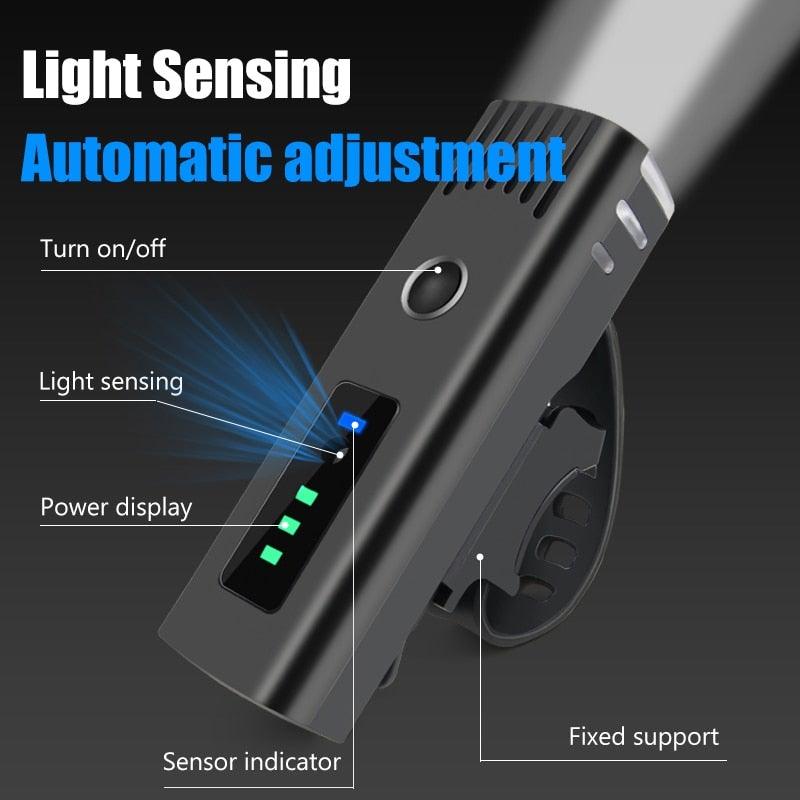 Lampe torche de vélo anti-éblouissement intelligente rechargeable par USB pour vélo - Phare avant et arrière, ensemble de lampes de vélo, phare avant et feu arrière rechargeables par USB pour vélo, 4 modes d'éclairage, phare LED.