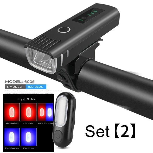 Lampe torche de vélo anti-éblouissement intelligente rechargeable par USB pour vélo - Phare avant et arrière, ensemble de lampes de vélo, phare avant et feu arrière rechargeables par USB pour vélo, 4 modes d'éclairage, phare LED.