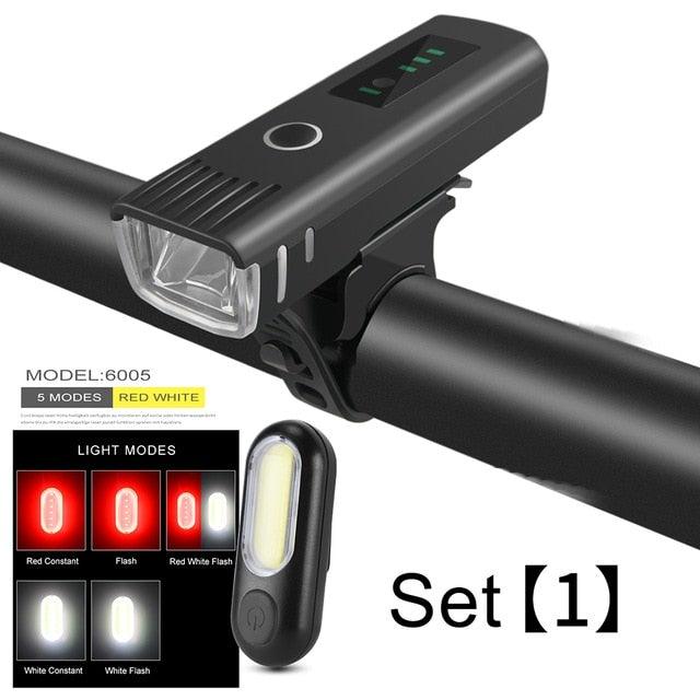 Lampe torche de vélo anti-éblouissement intelligente rechargeable par USB pour vélo - Phare avant et arrière, ensemble de lampes de vélo, phare avant et feu arrière rechargeables par USB pour vélo, 4 modes d'éclairage, phare LED.