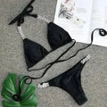 Maillot de bain deux pièces en crochet sexy, type bikini, avec dentelle pour femme