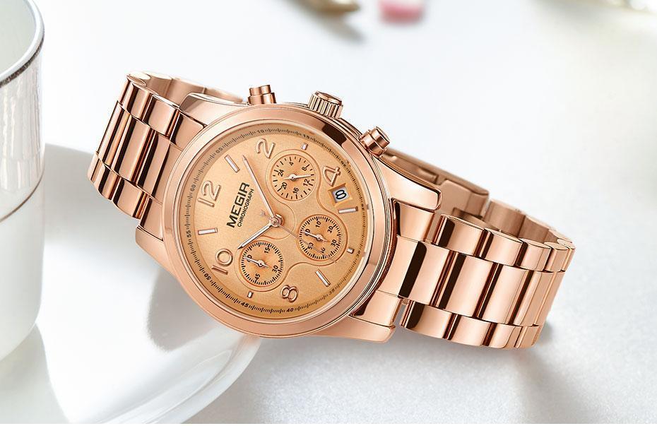 Montre-bracelet de luxe à quartz pour femmes, multifonctionnelle, ronde, étanche, en acier inoxydable, pour les affaires