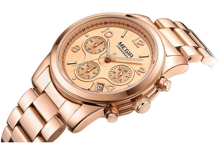 Montre-bracelet de luxe à quartz pour femmes, multifonctionnelle, ronde, étanche, en acier inoxydable, pour les affaires