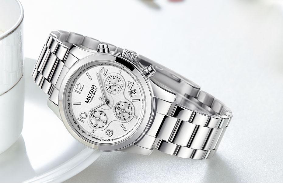 Montre-bracelet de luxe à quartz pour femmes, multifonctionnelle, ronde, étanche, en acier inoxydable, pour les affaires
