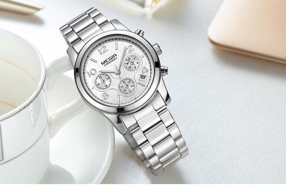 Montre-bracelet de luxe à quartz pour femmes, multifonctionnelle, ronde, étanche, en acier inoxydable, pour les affaires