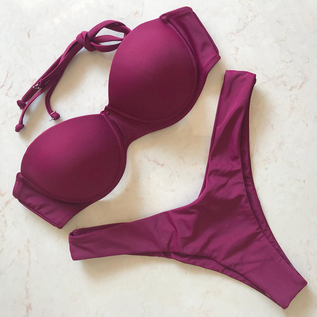 Maillot de bain bikini push-up femme Maillots de bain femme Maillot de bain push-up avec armatures Ensemble bikini rembourré deux pièces Maillots de bain femme deux pièces Ensemble bikini durable avec bonnet Soutien-gorge Maillot de bain moderne
