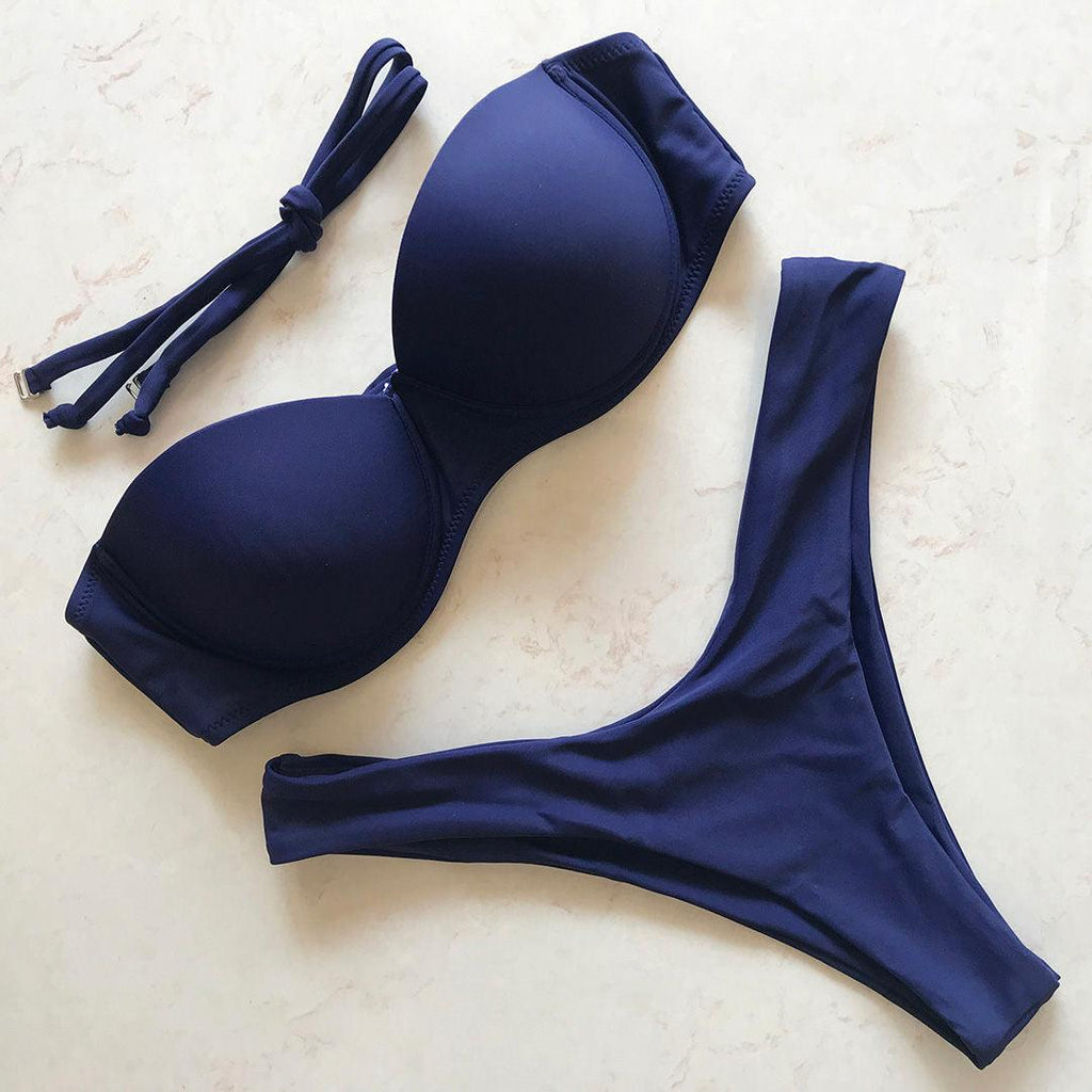 Maillot de bain bikini push-up femme Maillots de bain femme Maillot de bain push-up avec armatures Ensemble bikini rembourré deux pièces Maillots de bain femme deux pièces Ensemble bikini durable avec bonnet Soutien-gorge Maillot de bain moderne