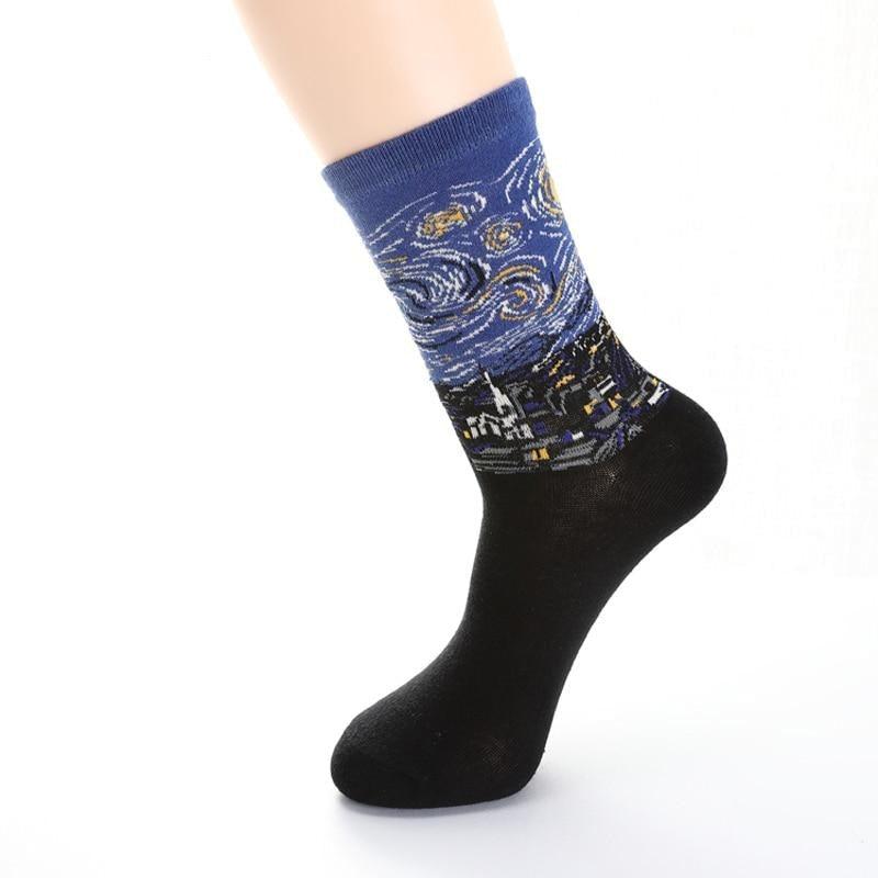 Chaussettes courtes fantaisie joyeuses et amusantes pour femmes, chaussettes en coton peigné pur, art abstrait, peinture à l'huile, chaussettes style français pour hommes et femmes