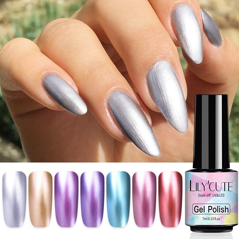 Vernis à ongles métallique de luxe pour femmes Argent Rose Permanent Gel UV Laque à ongles Élégant Effet métal de luxe Plus de couleurs pour les filles