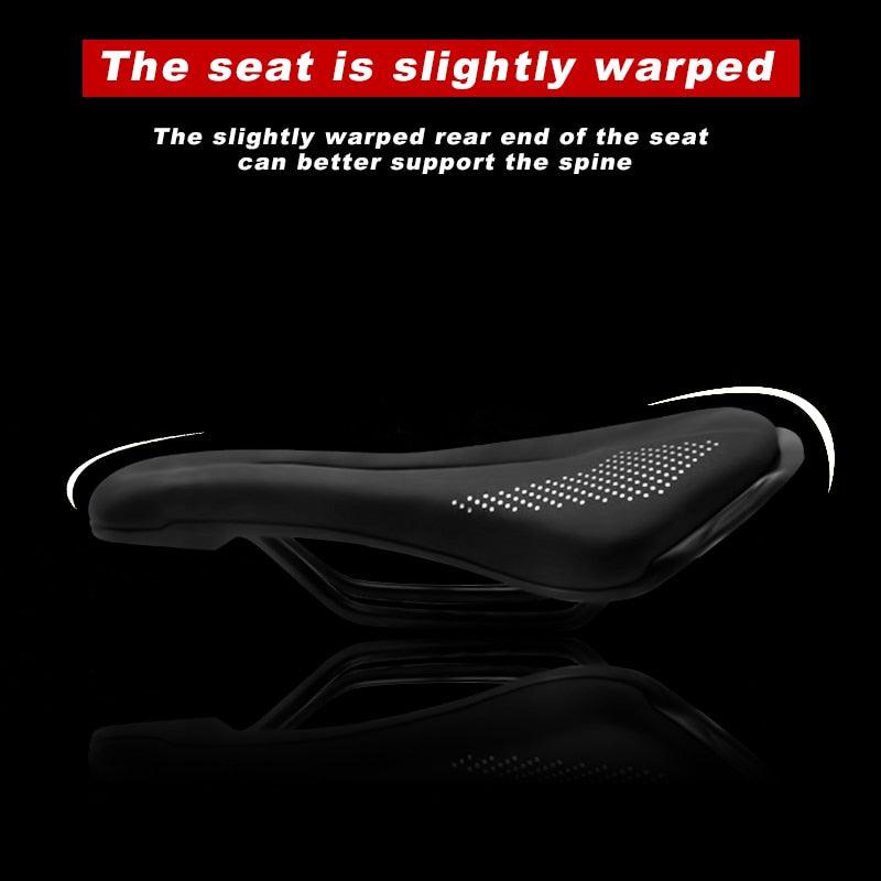 Selle de vélo de route avec rails en acier, coussin de VTT antidérapant en cuir PU souple, selle de vélo de route et VTT confortable avec coussin en mousse à mémoire de forme pour le cyclisme sur route.
