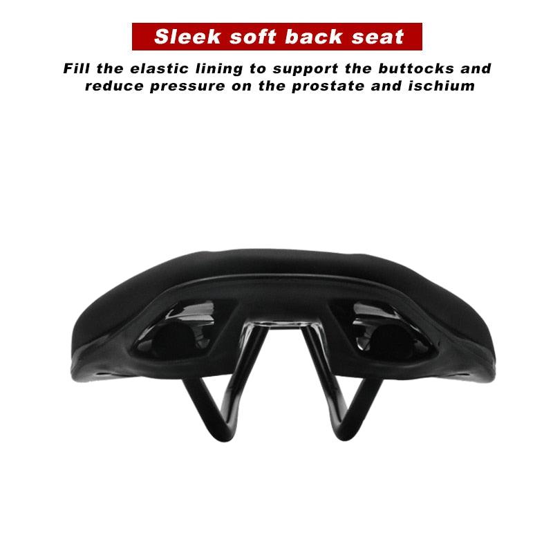 Selle de vélo de route avec rails en acier, coussin de VTT antidérapant en cuir PU souple, selle de vélo de route et VTT confortable avec coussin en mousse à mémoire de forme pour le cyclisme sur route.