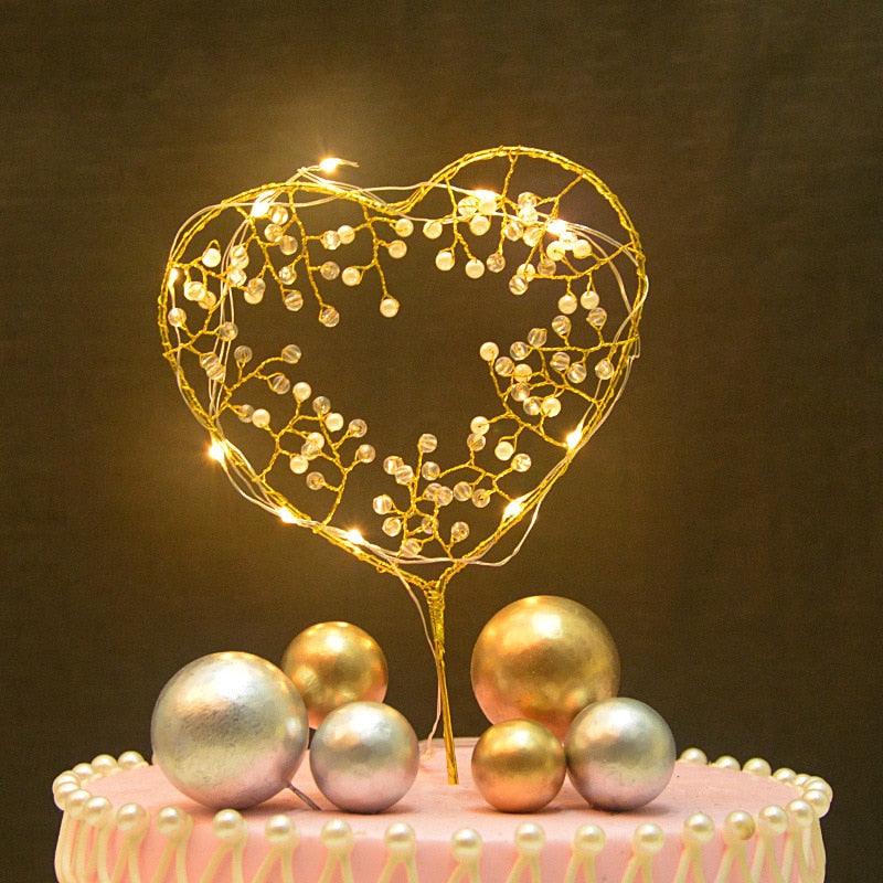 1pcs Décoration de gâteau d'anniversaire en métal Joyeux Anniversaire, Décoration de gâteau en métal et acrylique avec grappe de fleurs artificielles roses pour décoration de fête prénatale, d'anniversaire et de pâtisserie.