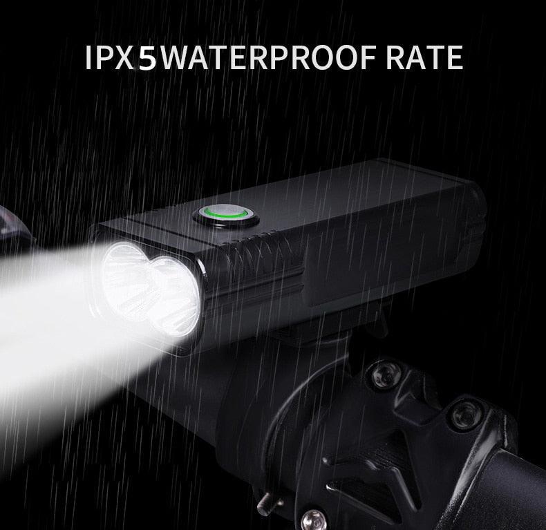 Lampe de vélo 10000mAh rechargeable par USB 5000 Lumens Phare de vélo LED super lumineux avant et arrière Ensemble de feux pour la conduite de nuit Feux de vélo avant et arrière rechargeables avec 3 modes