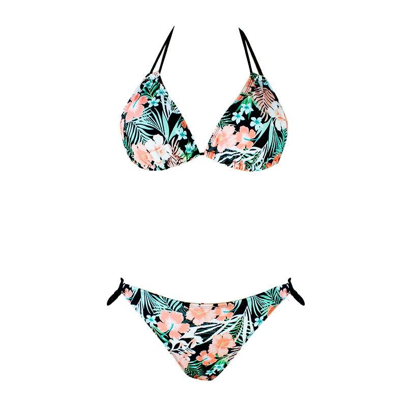 Maillot de Bain Femme Push Up Imprimé Floral Maillots de Bain Deux Pièces Beachwear