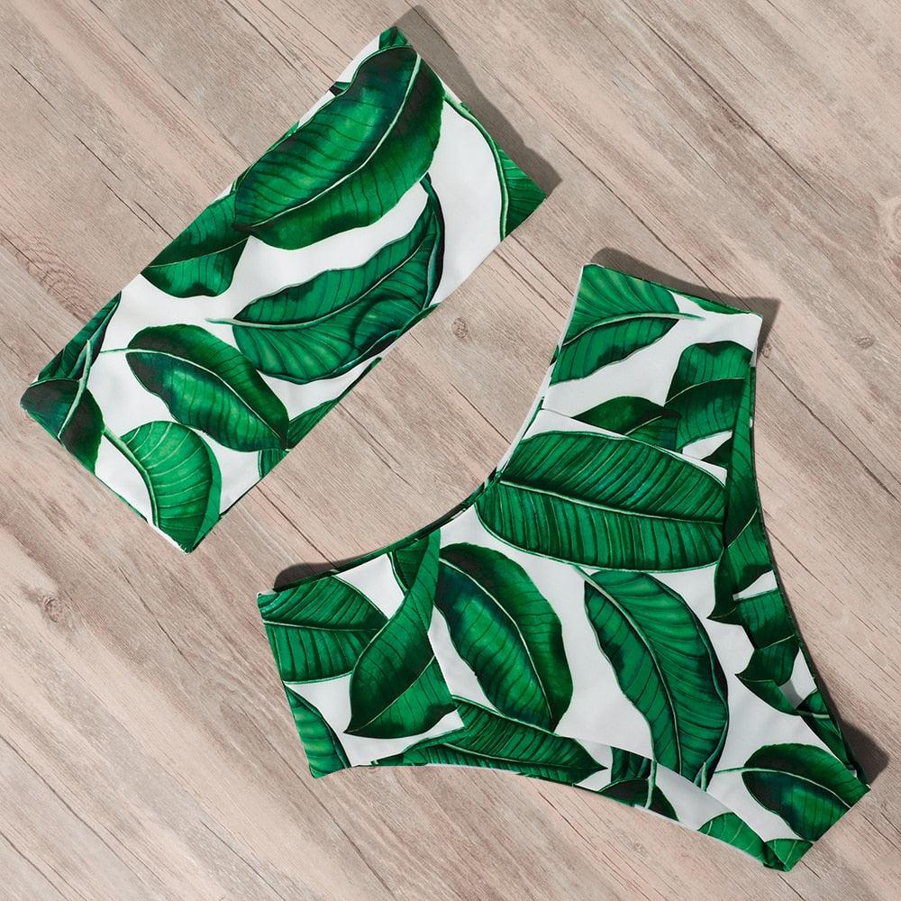 Maillot de Bain Bandage Bikini Femmes Maillot de Bain Taille Haute Ensemble Bikini Maillot de Bain Push Up Femmes Bretelles Spaghetti Bandeau Laçage Taille Haute Ensemble Bikini 2 Pièces