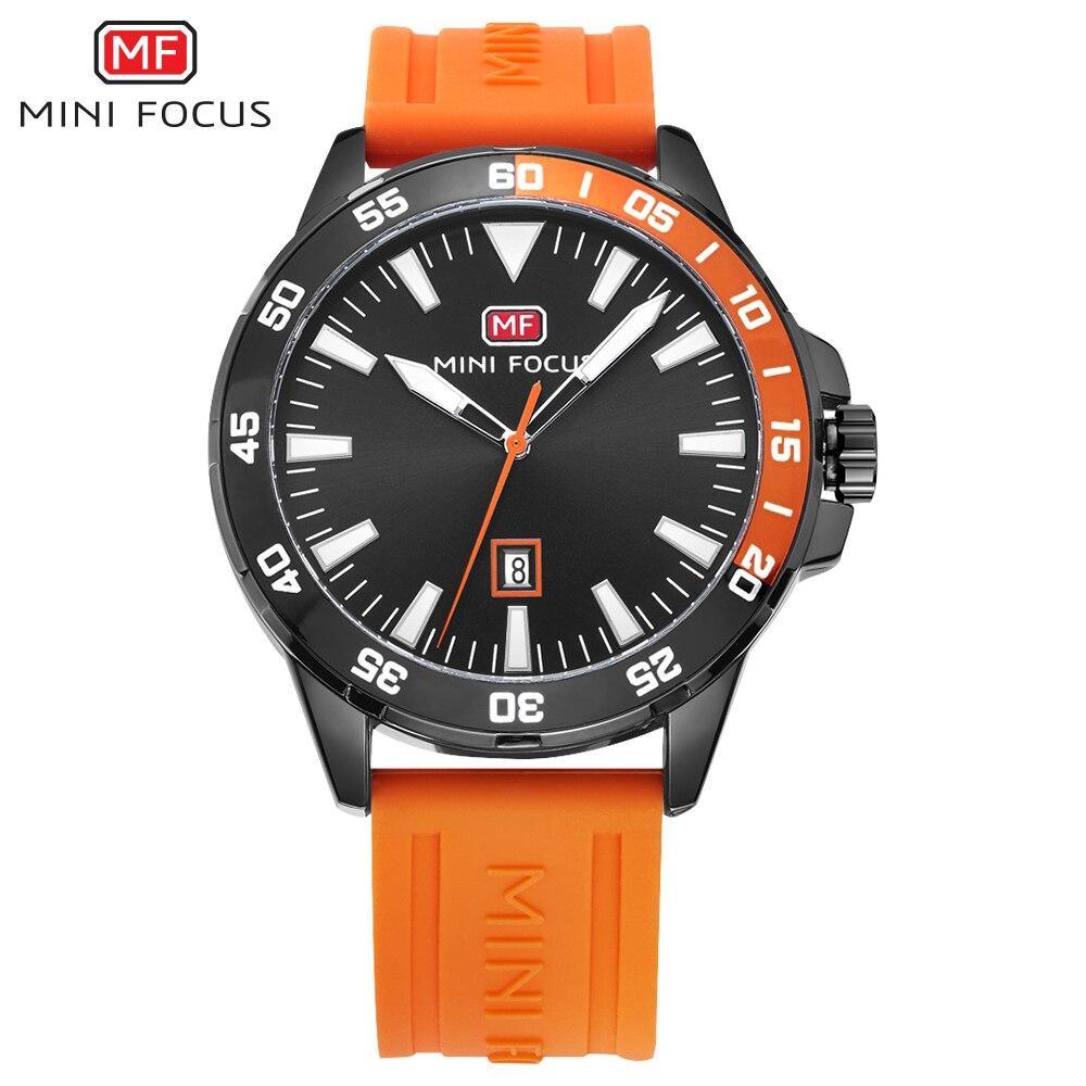 Montre sport orange pour homme étanche à quartz analogique, bracelet en silicone tendance, design classique pour homme