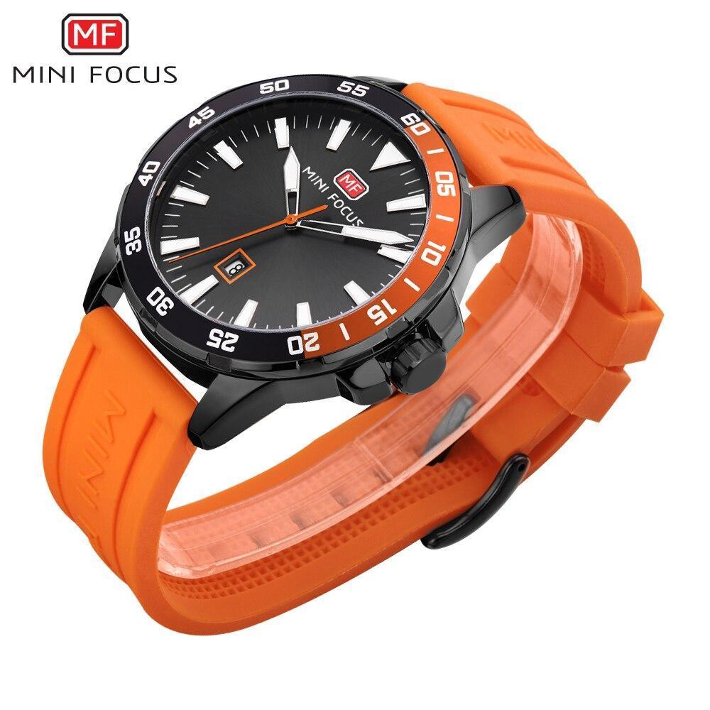 Montre sport orange pour homme étanche à quartz analogique, bracelet en silicone tendance, design classique pour homme